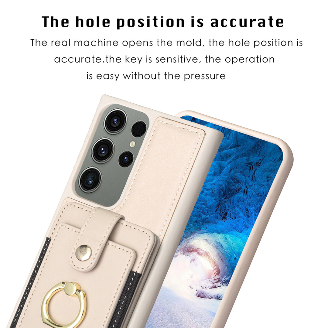 BF27 Kickstand Back Cover for Samsung Galaxy S23 Ultra PU Leather Coated TPU Card Holder Phone Case BF27 Kickstand Back Cover for Samsung Galaxy S23 Ultra PU Leather Coated TPU Card Holder Phone Case